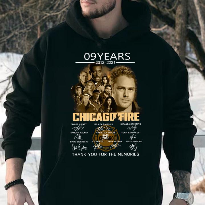 Chicago Fire 09 years 2012-2021 signatures thank you for the memories t-shirt