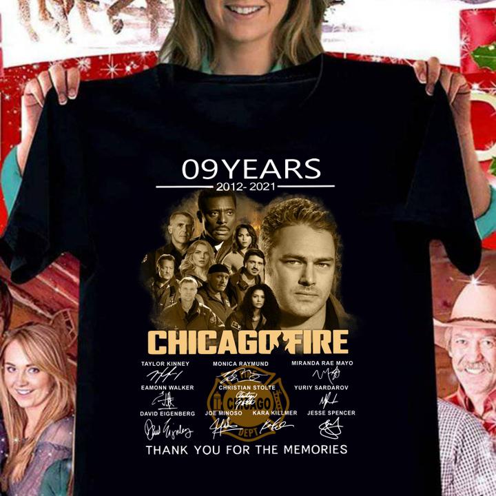 Chicago Fire 09 years 2012-2021 signatures thank you for the memories t-shirt