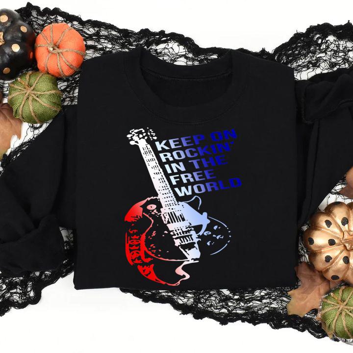 Electric Guitar Keep On Rockin' In The Free World t-shirt