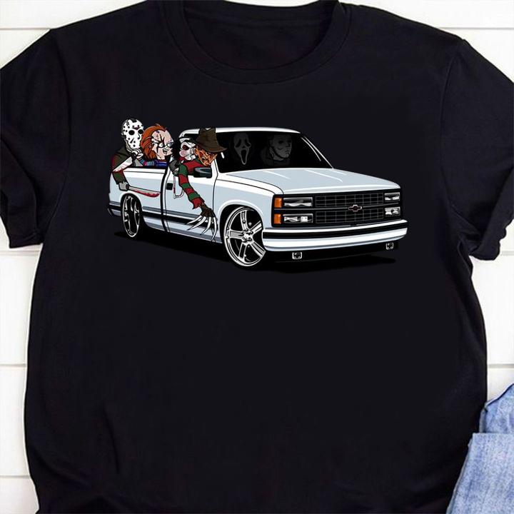 Horror Movies Characters OBS Chevy Trucks Halloween t-shirt 1