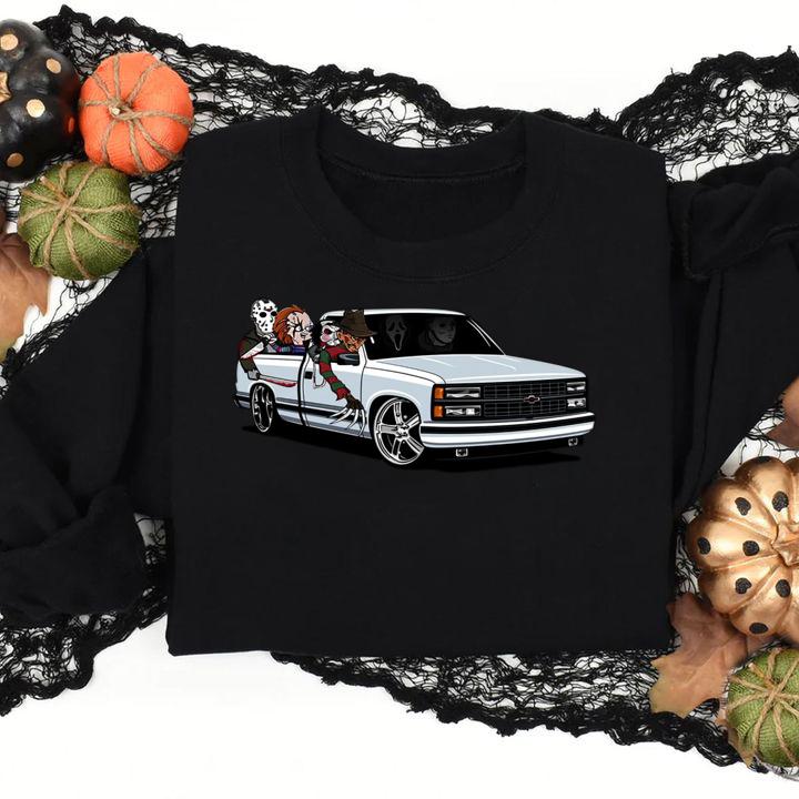 Horror Movies Characters OBS Chevy Trucks Halloween t-shirt