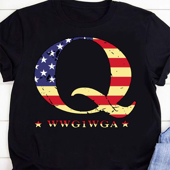 Q Anon America Flag WWG1WGA t-shirt 1
