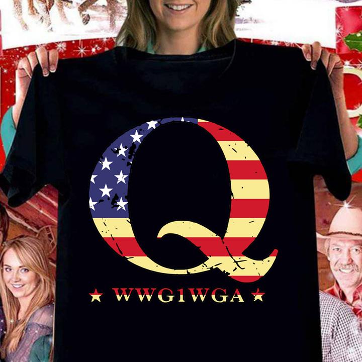 Q Anon America Flag WWG1WGA t-shirt