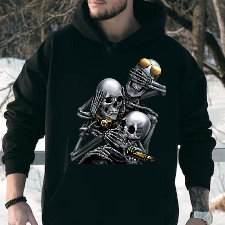 See No Evil, Speak No Evil, Hear No Evil Funny Skull t-shirt