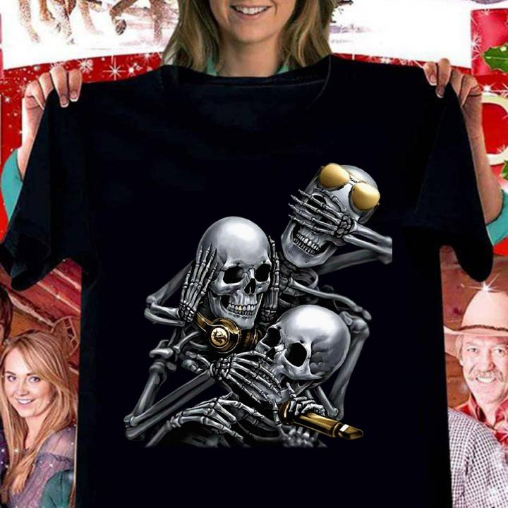 See No Evil, Speak No Evil, Hear No Evil Funny Skull t-shirt