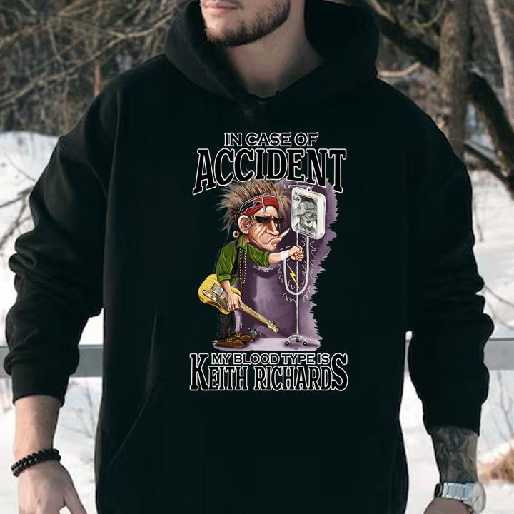 The Rolling Stones in case of accident my blood type is Keith Richards t-shirt