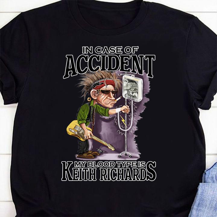 The Rolling Stones in case of accident my blood type is Keith Richards t-shirt 1