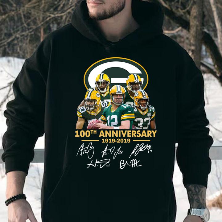 Green Bay Packers 100th anniversary 1919-2019 signatures t-shirt
