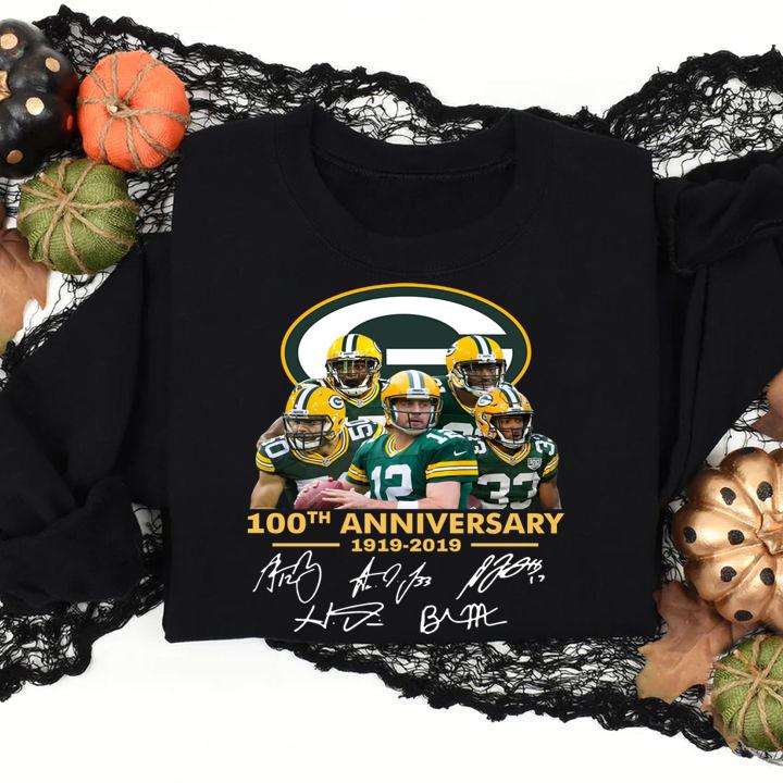 Green Bay Packers 100th anniversary 1919-2019 signatures t-shirt