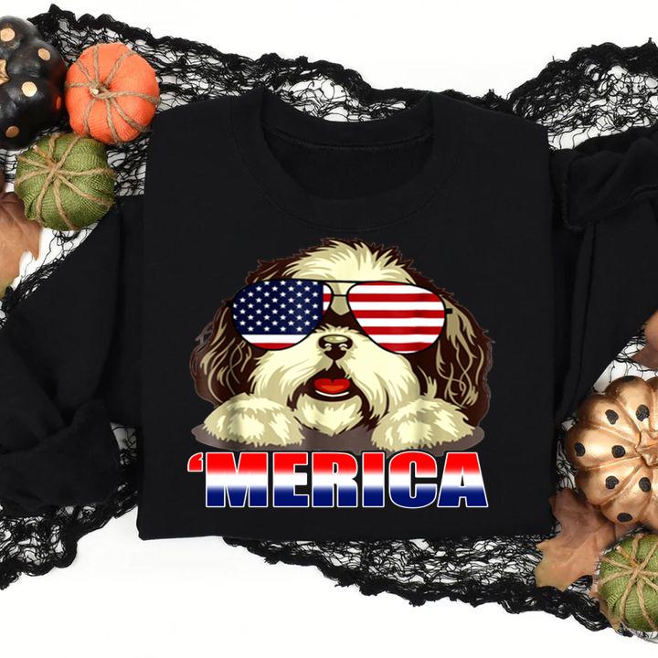 Shih Tzu Merica 4th Of July Patriot For Women t-shirt