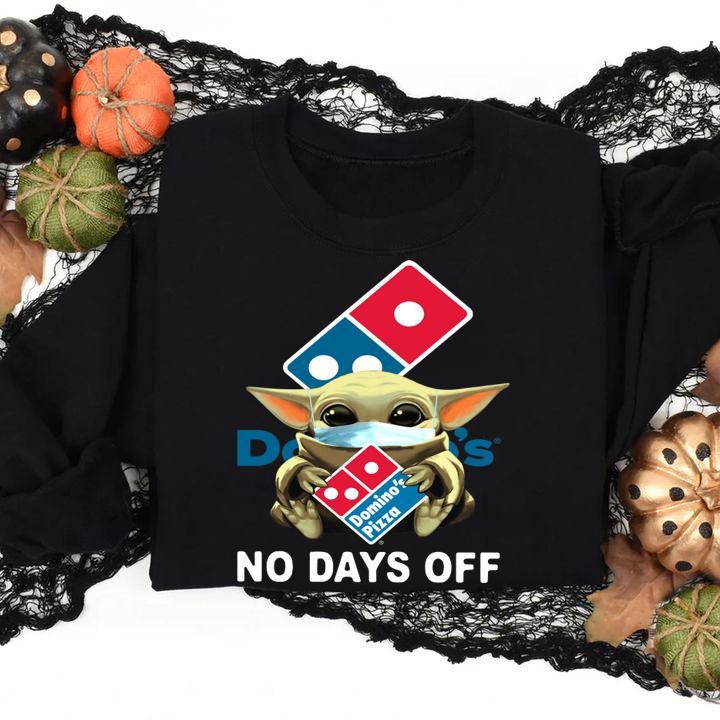 Baby Yoda Mask Domino's Pizza No Days Off Coronavirus t-shirt