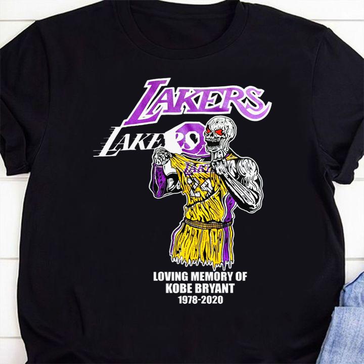 Skeleton Los Angeles Lakers In Loving Memory Of Kobe Bryant 1978 2020 t-shirt 1