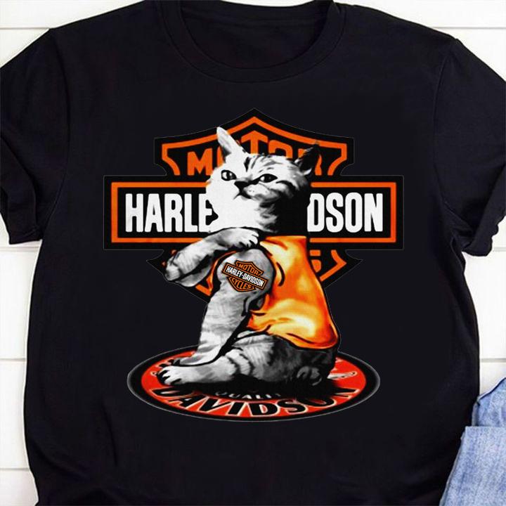Cat tattoo Motor Harley Davidson Cycles t-shirt 1