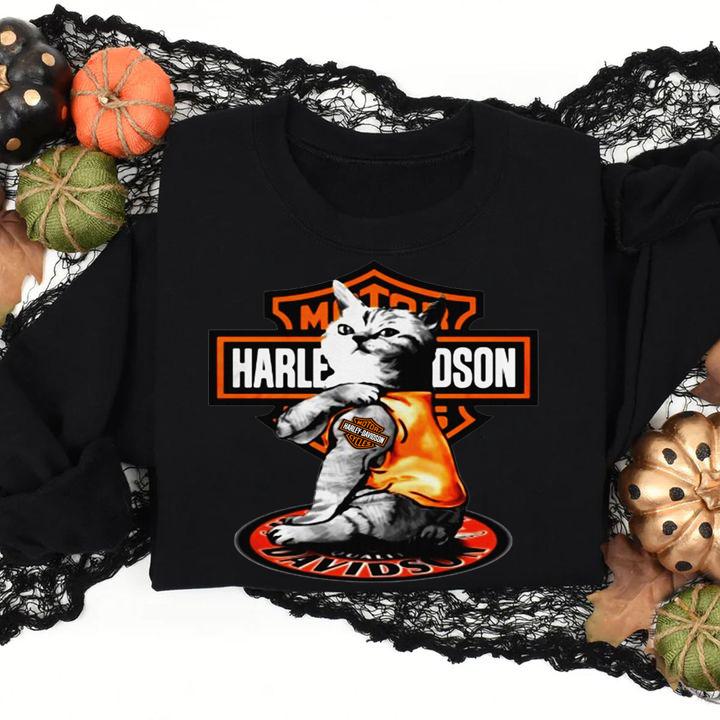 Cat tattoo Motor Harley Davidson Cycles t-shirt