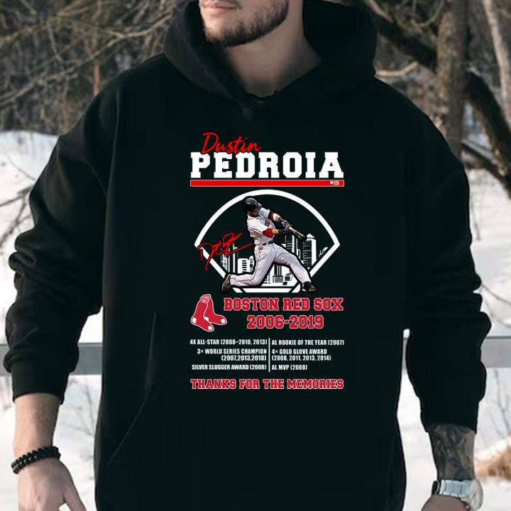Dustin Pedroia Signature Boston Red Sox 2006-2019 Thanks For The Memories t-shirt