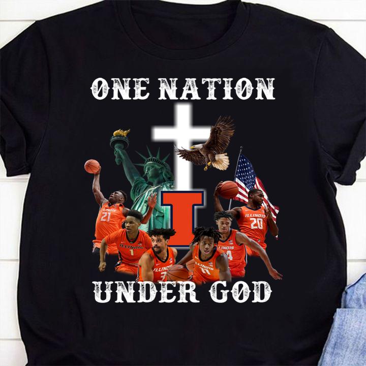 One Nation Under God Illinois Fighting Illini men's basketball 2021 t-shirt 1