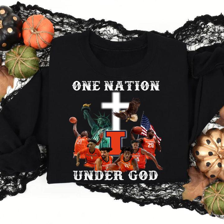 One Nation Under God Illinois Fighting Illini men's basketball 2021 t-shirt