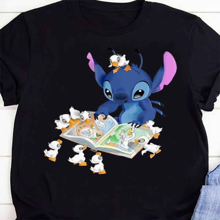 Stitch And Ducks Reading Book t-shirt 5