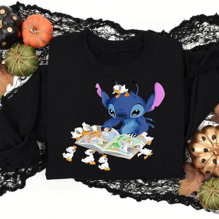 Stitch And Ducks Reading Book t-shirt