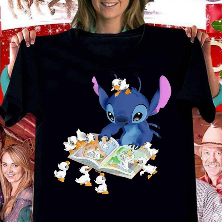 Stitch And Ducks Reading Book t-shirt