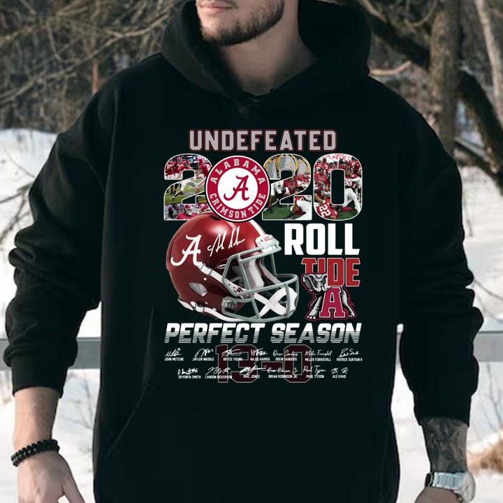 Undefeated Alabama Crimson Tide 2020 Roll Tide Perfect Season signatures t-shirt