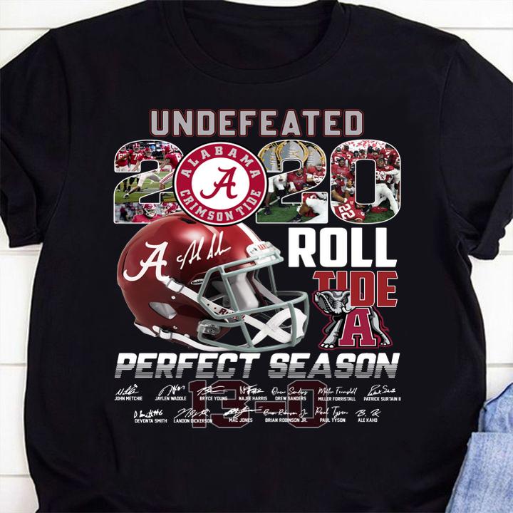 Undefeated Alabama Crimson Tide 2020 Roll Tide Perfect Season signatures t-shirt 1