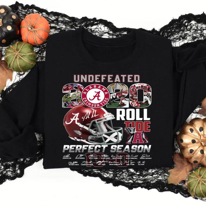 Undefeated Alabama Crimson Tide 2020 Roll Tide Perfect Season signatures t-shirt