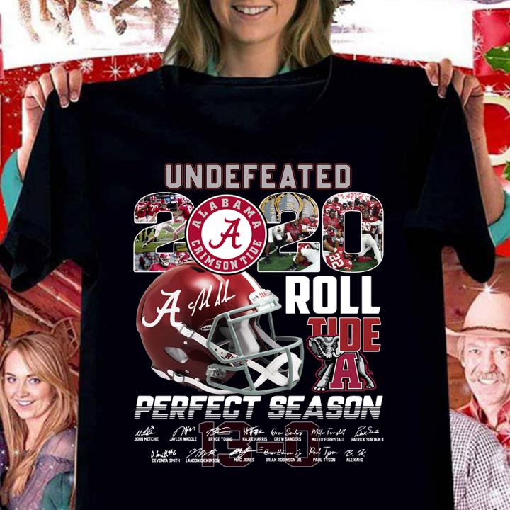 Undefeated Alabama Crimson Tide 2020 Roll Tide Perfect Season signatures t-shirt