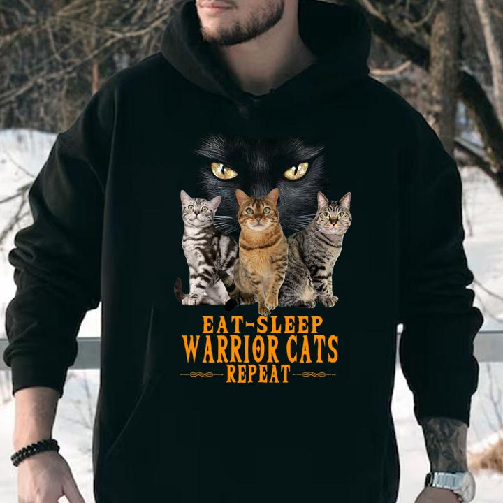 Eat Sleep Warrior Repeat Tabby Cats t-shirt