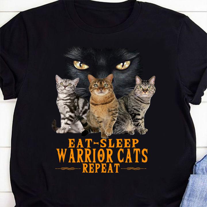 Eat Sleep Warrior Repeat Tabby Cats t-shirt 4