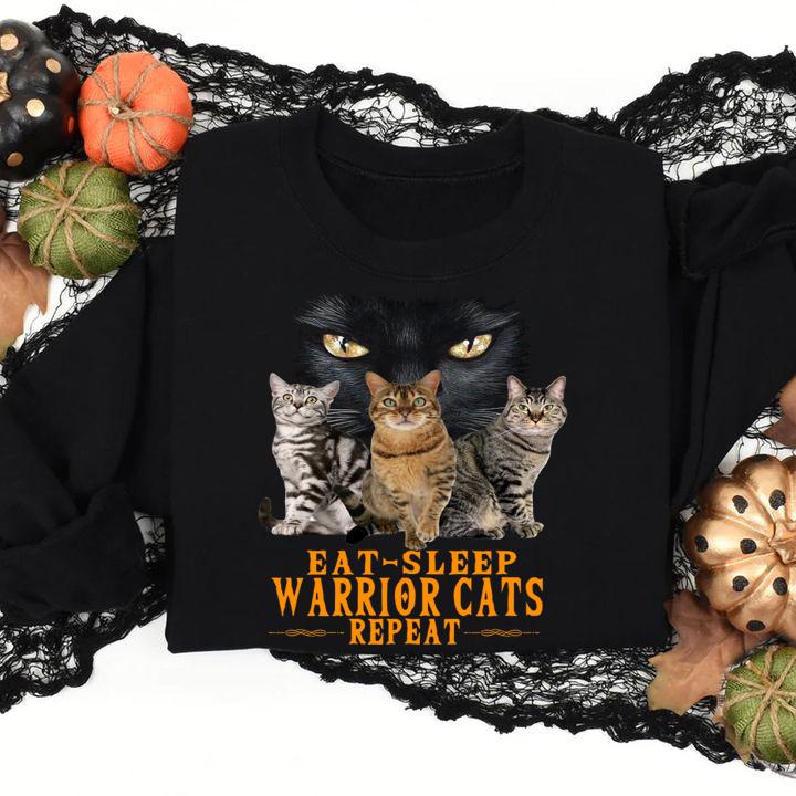Eat Sleep Warrior Repeat Tabby Cats t-shirt