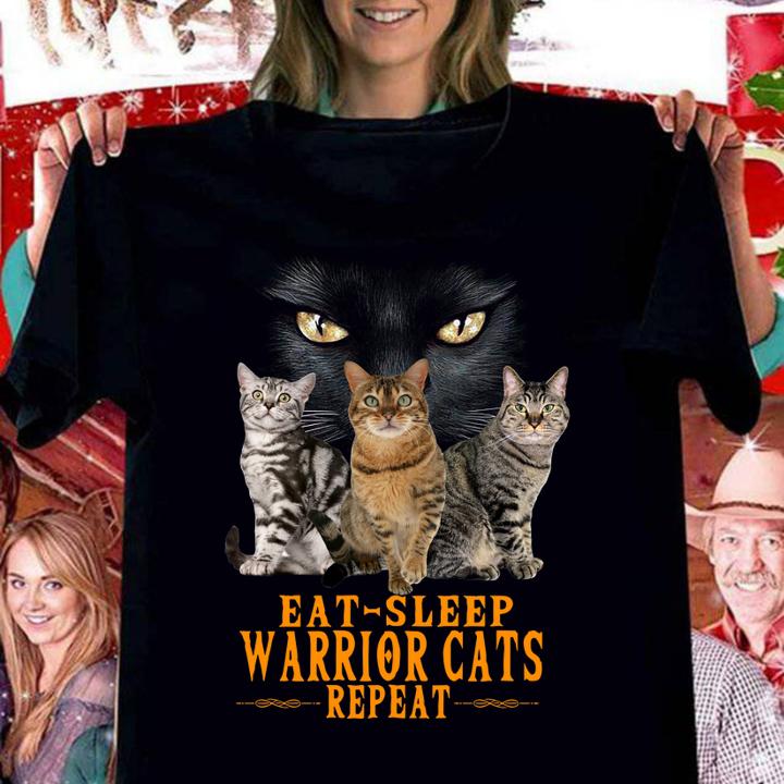 Eat Sleep Warrior Repeat Tabby Cats t-shirt
