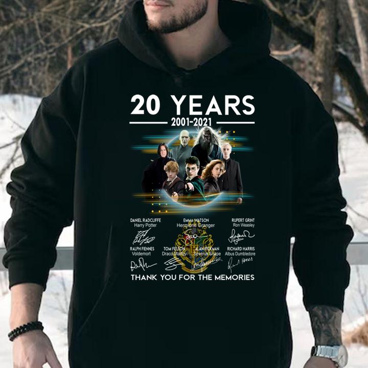 Harry Potter 20 Years 2001-2021 Signatures Thank You For The Memories t-shirt