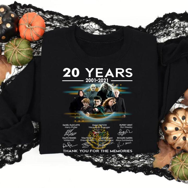 Harry Potter 20 Years 2001-2021 Signatures Thank You For The Memories t-shirt