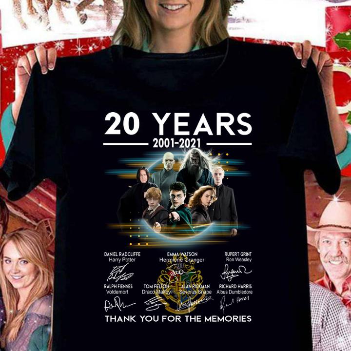 Harry Potter 20 Years 2001-2021 Signatures Thank You For The Memories t-shirt