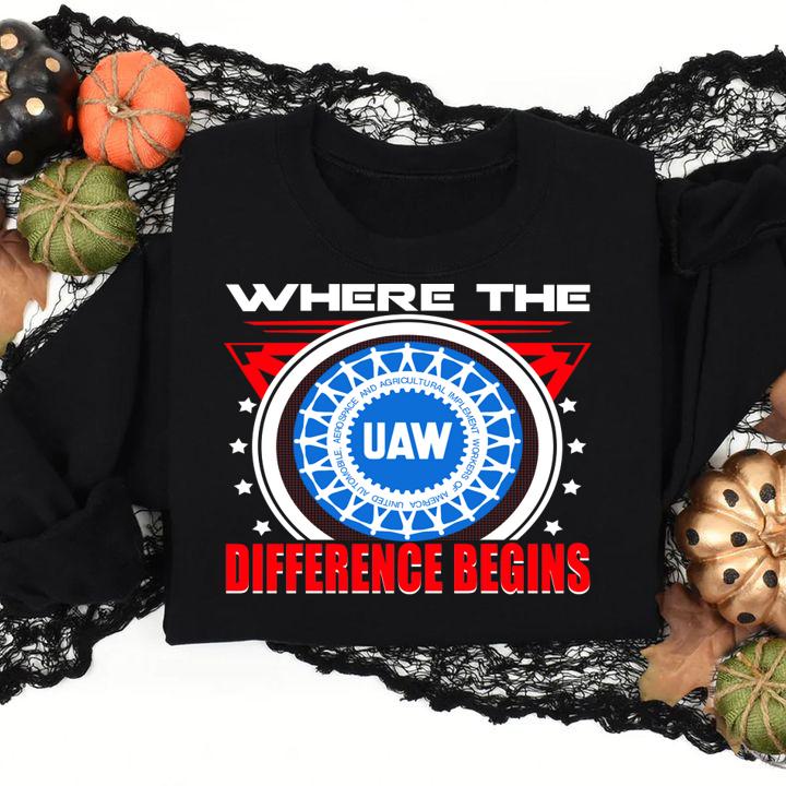 Logo Uaw Where The Difference Begins t-shirt