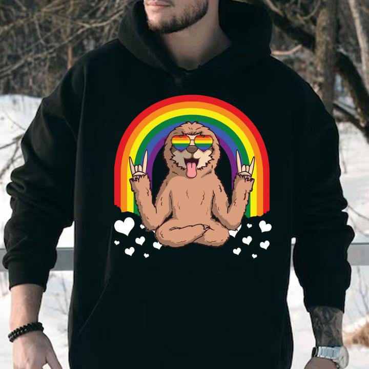 Top LGBT Sloth Gay Pride Rainbow LGBTQ Cute Yoga Sloth t-shirt