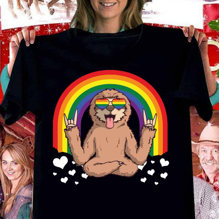 Top LGBT Sloth Gay Pride Rainbow LGBTQ Cute Yoga Sloth t-shirt