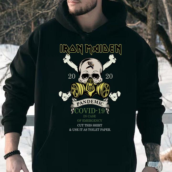 Skull Iron Maiden 2020 pandemic Covid-19 in case of emergency t-shirt