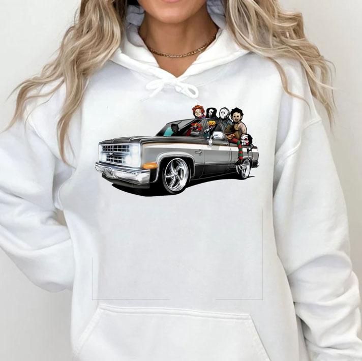 Chevrolet Horror Movies Characters On Car Halloween t-shirt