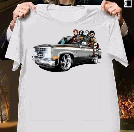 Chevrolet Horror Movies Characters On Car Halloween t-shirt 1