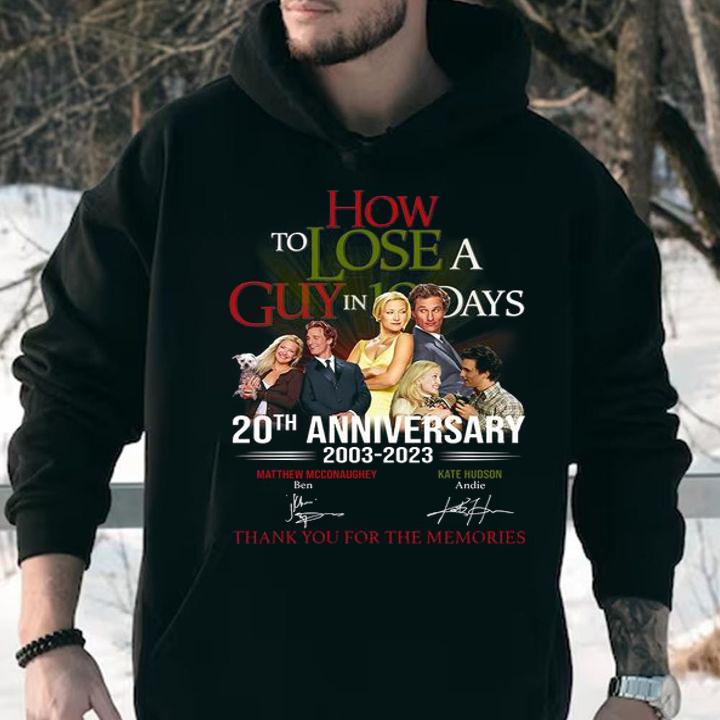 How To Lose A Guy in 10 Days 20th Anniversary 2003-2023 Signatures t-shirt