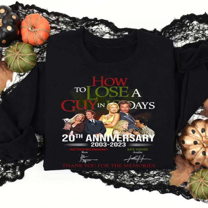 How To Lose A Guy in 10 Days 20th Anniversary 2003-2023 Signatures t-shirt