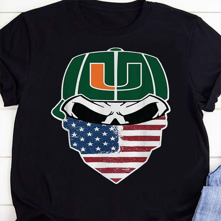 Face Mask American Flag Miami Hurricanes Football t-shirt 1