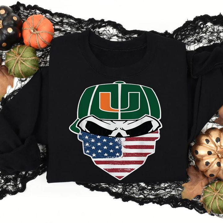 Face Mask American Flag Miami Hurricanes Football t-shirt