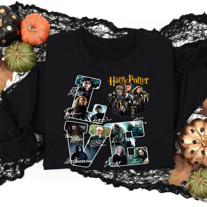 LOVE Harry Potter Character Signatures t-shirt
