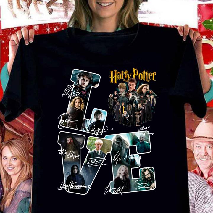 LOVE Harry Potter Character Signatures t-shirt