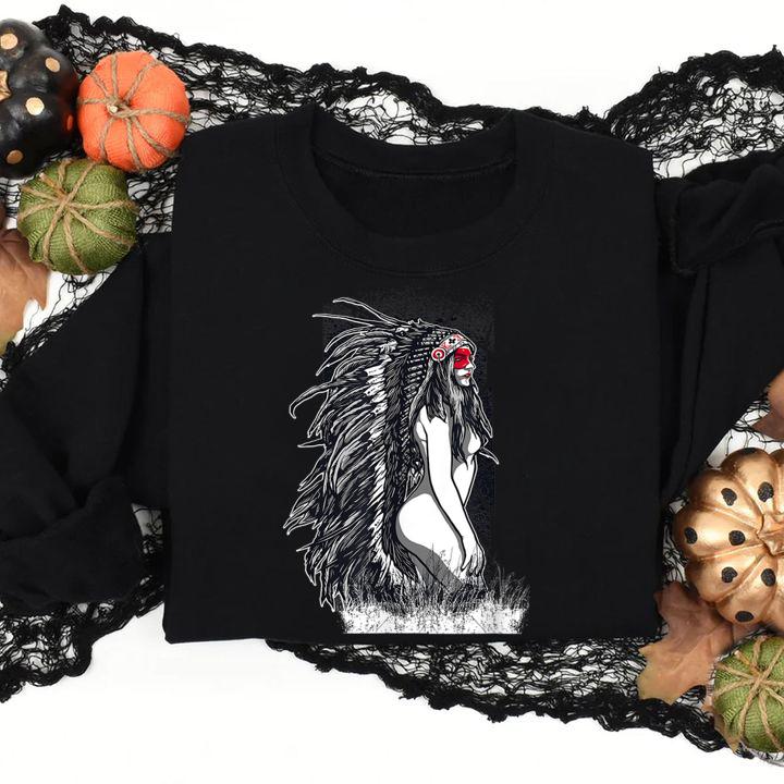 Native American Woman Warrior Indian t-shirt