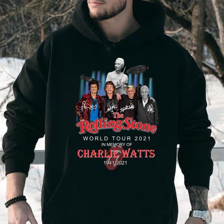 The Rolling Stones World Tour 2021 In Memory Of Charlie Watts 1941-2021 Signatures t-shirt