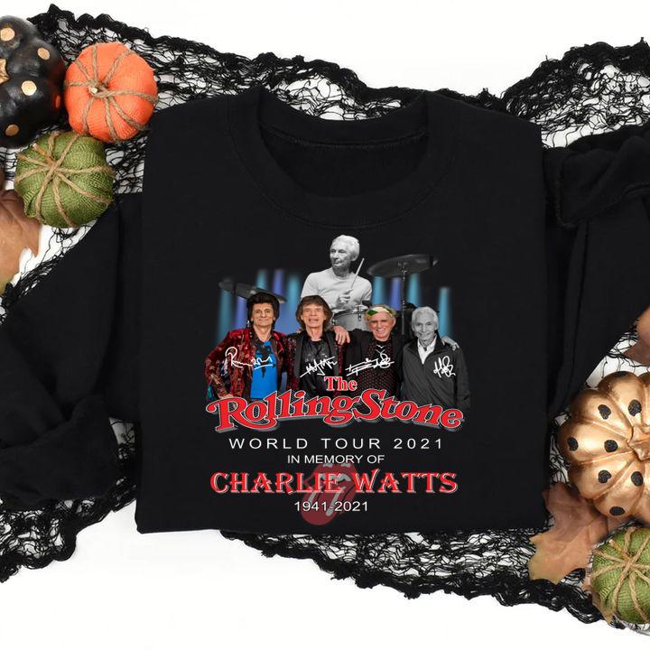 The Rolling Stones World Tour 2021 In Memory Of Charlie Watts 1941-2021 Signatures t-shirt